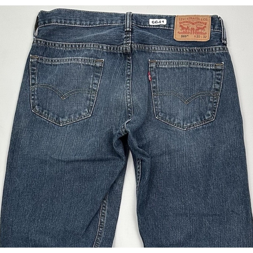 Y2K Levi's 569 Loose Straight Jeans Men 30x32 Blue Dark Wash Cotton Skater Baggy